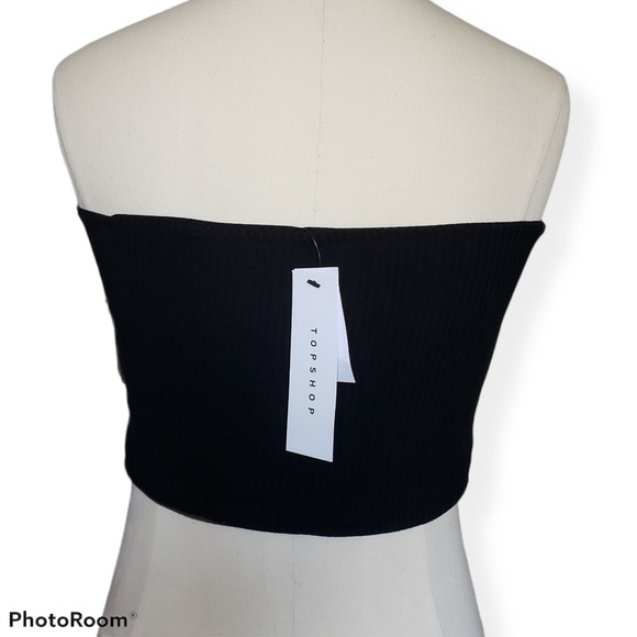 TOPSHOP‎ Black Tube Top Ribbed Cropped Bandeau Size10 2/$10 SPRING TOP - Picture 2 of 2
